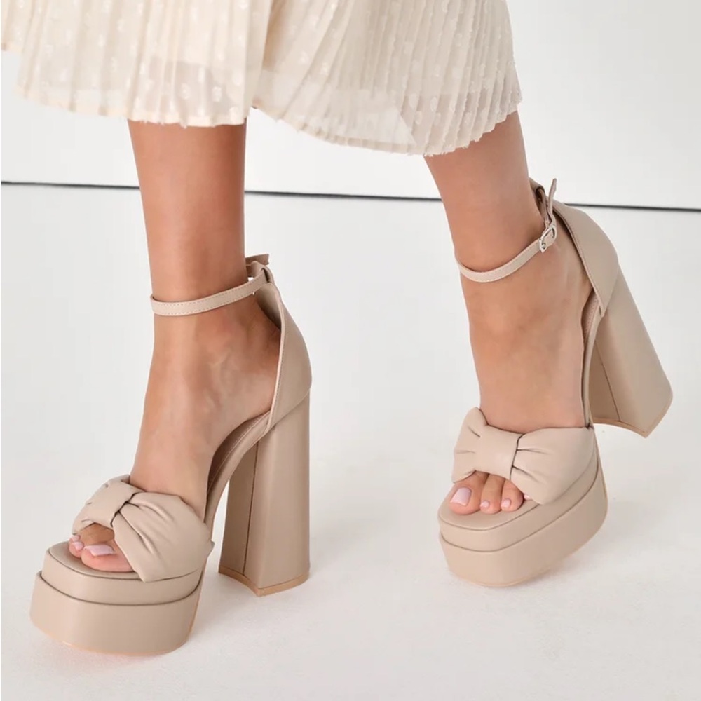 Beige Platform Heels
